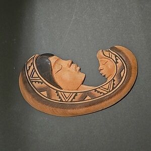 Mother and Child Carved Wooden Wall Plaque